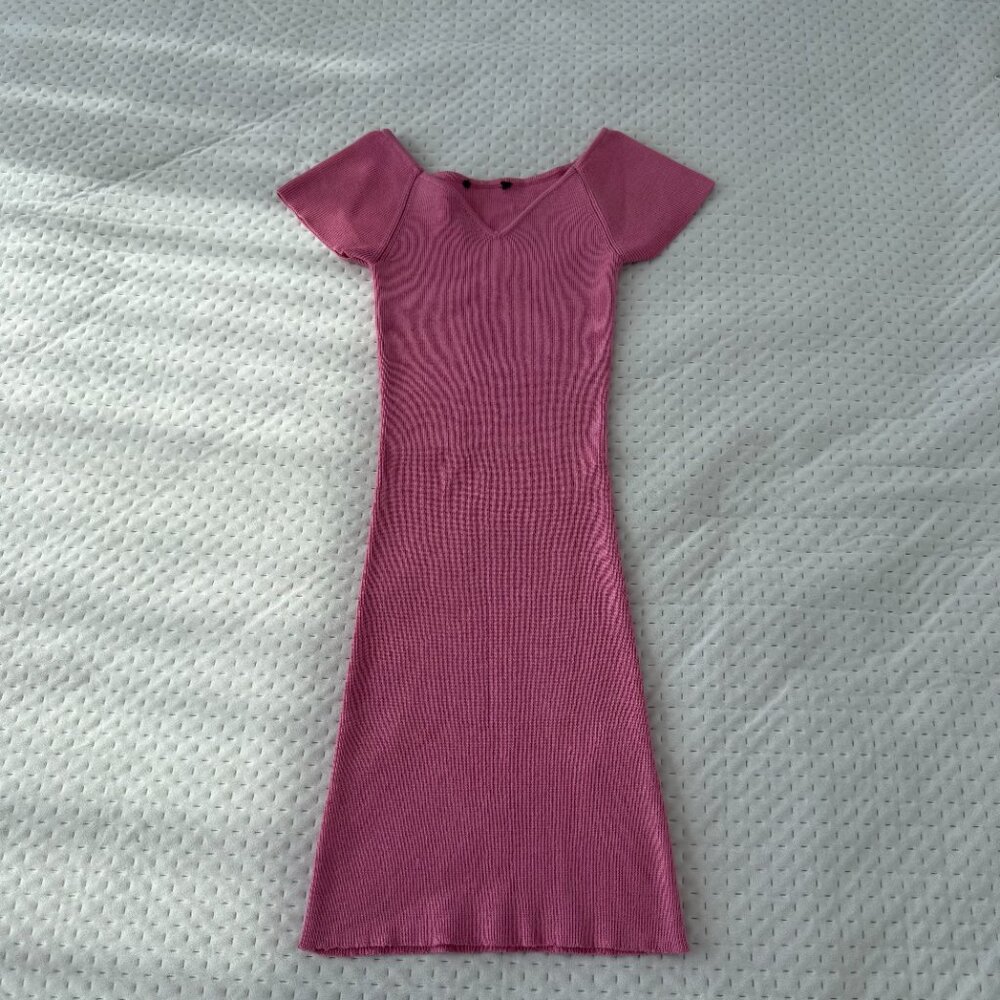 Dynamite Pink Ribbed Mini Dress - Picture 3 of 5